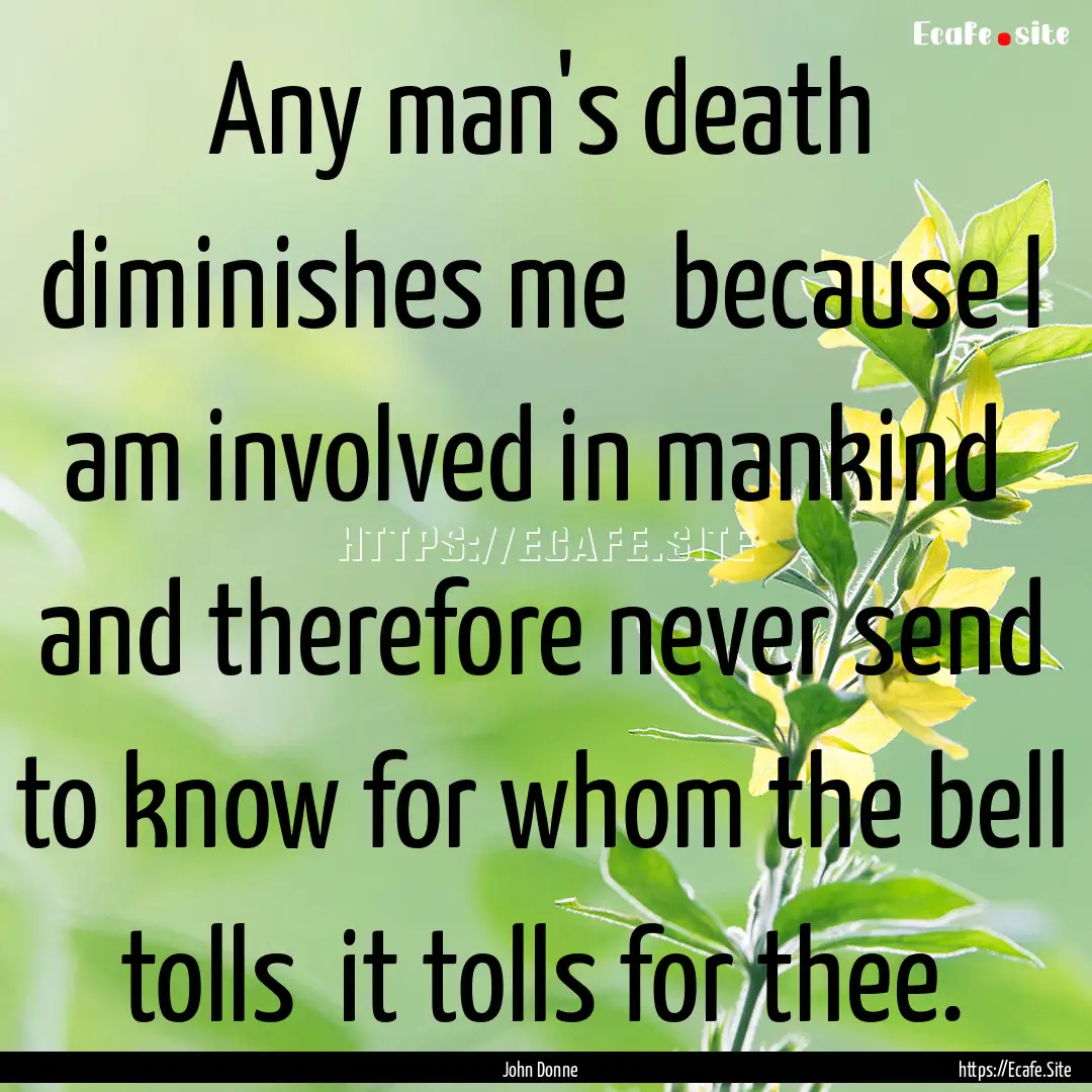 Any man's death diminishes me because I.... : Quote by John Donne