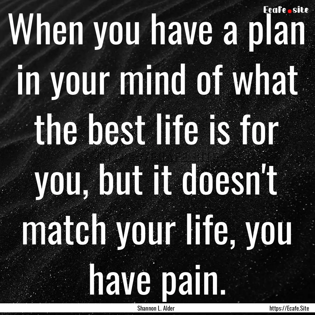 When you have a plan in your mind of what.... : Quote by Shannon L. Alder