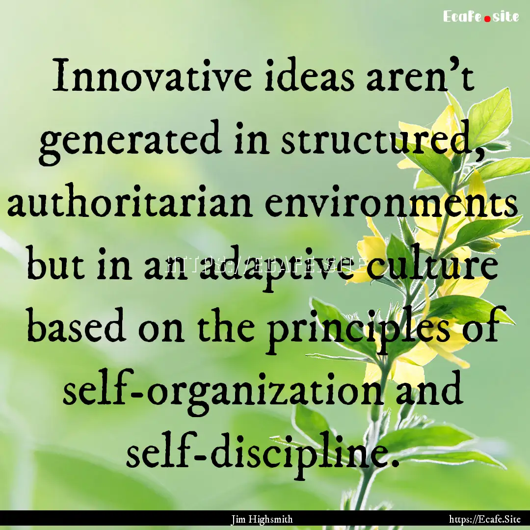 Innovative ideas aren't generated in structured,.... : Quote by Jim Highsmith