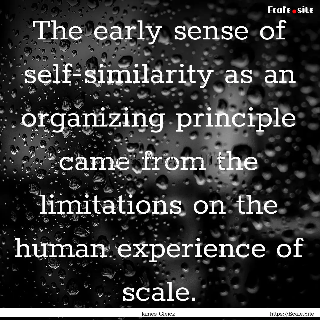 The early sense of self-similarity as an.... : Quote by James Gleick