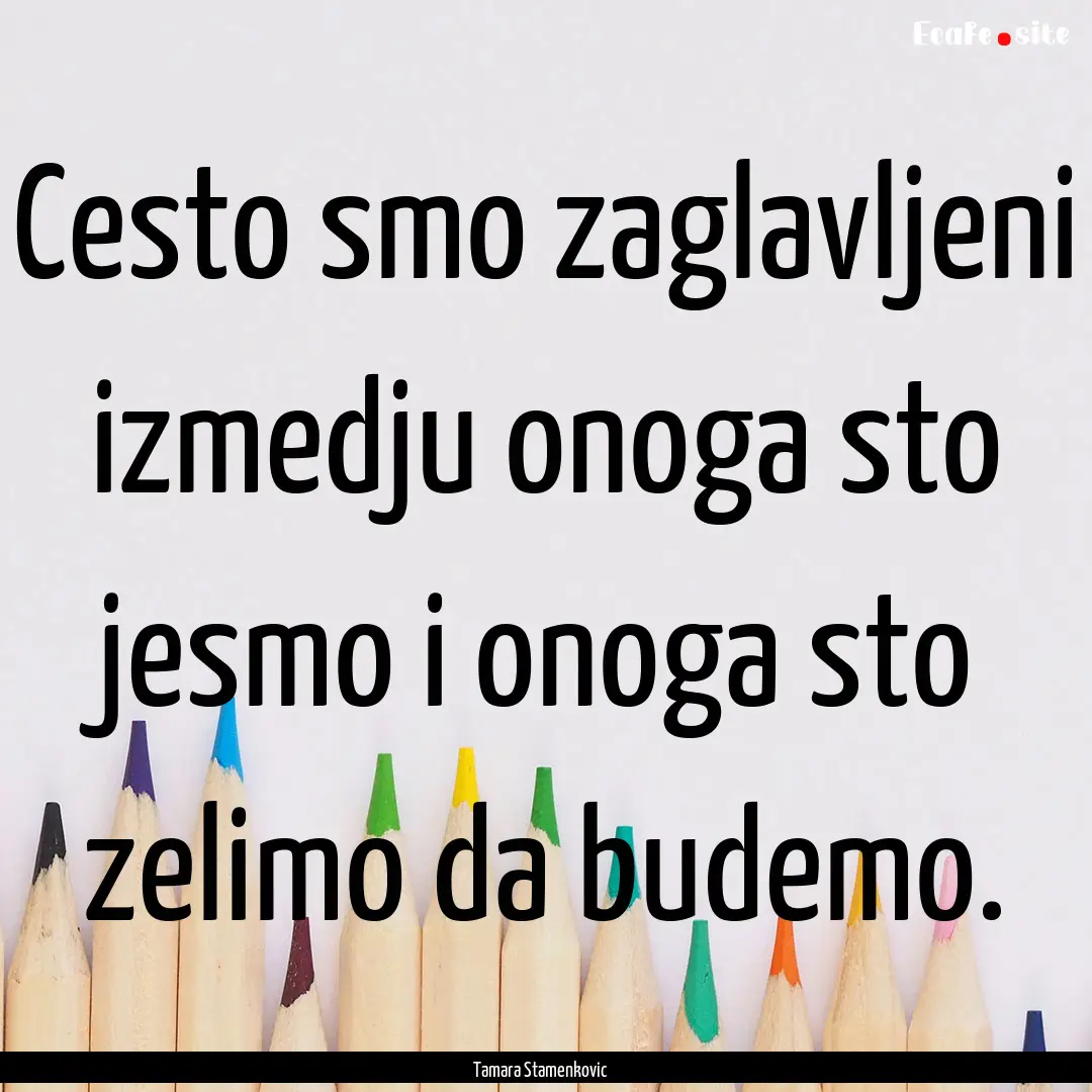 Cesto smo zaglavljeni izmedju onoga sto jesmo.... : Quote by Tamara Stamenkovic