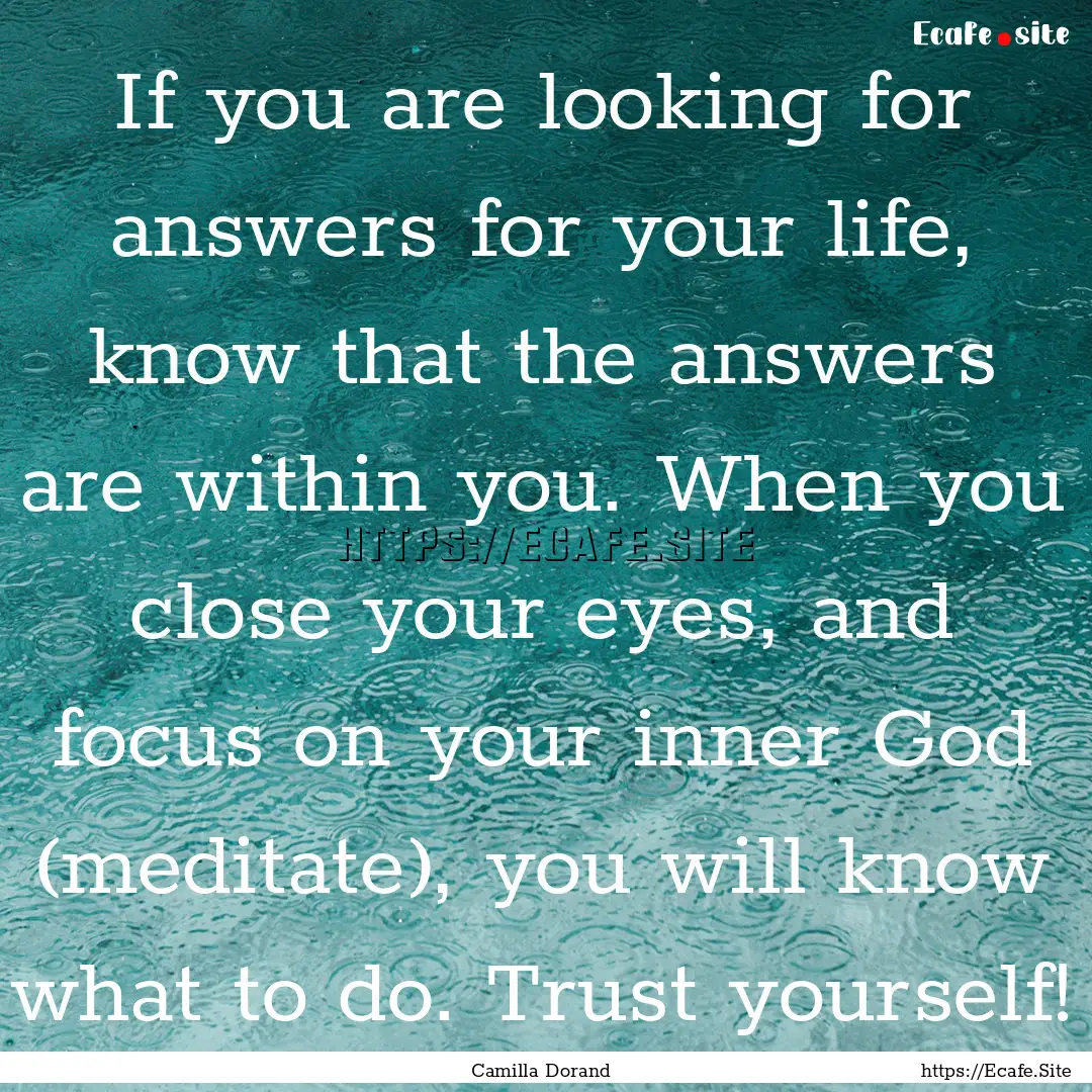 If you are looking for answers for your life,.... : Quote by Camilla Dorand