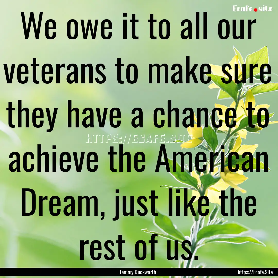 We owe it to all our veterans to make sure.... : Quote by Tammy Duckworth