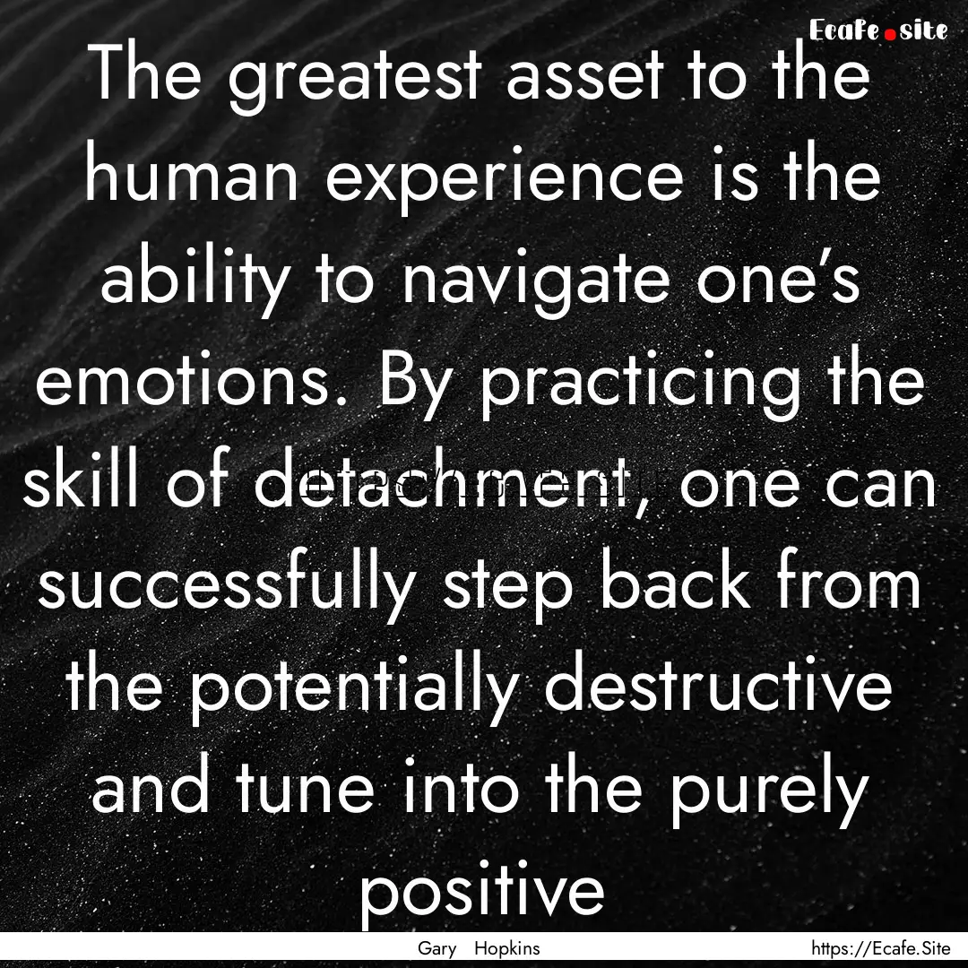 The greatest asset to the human experience.... : Quote by Gary Hopkins