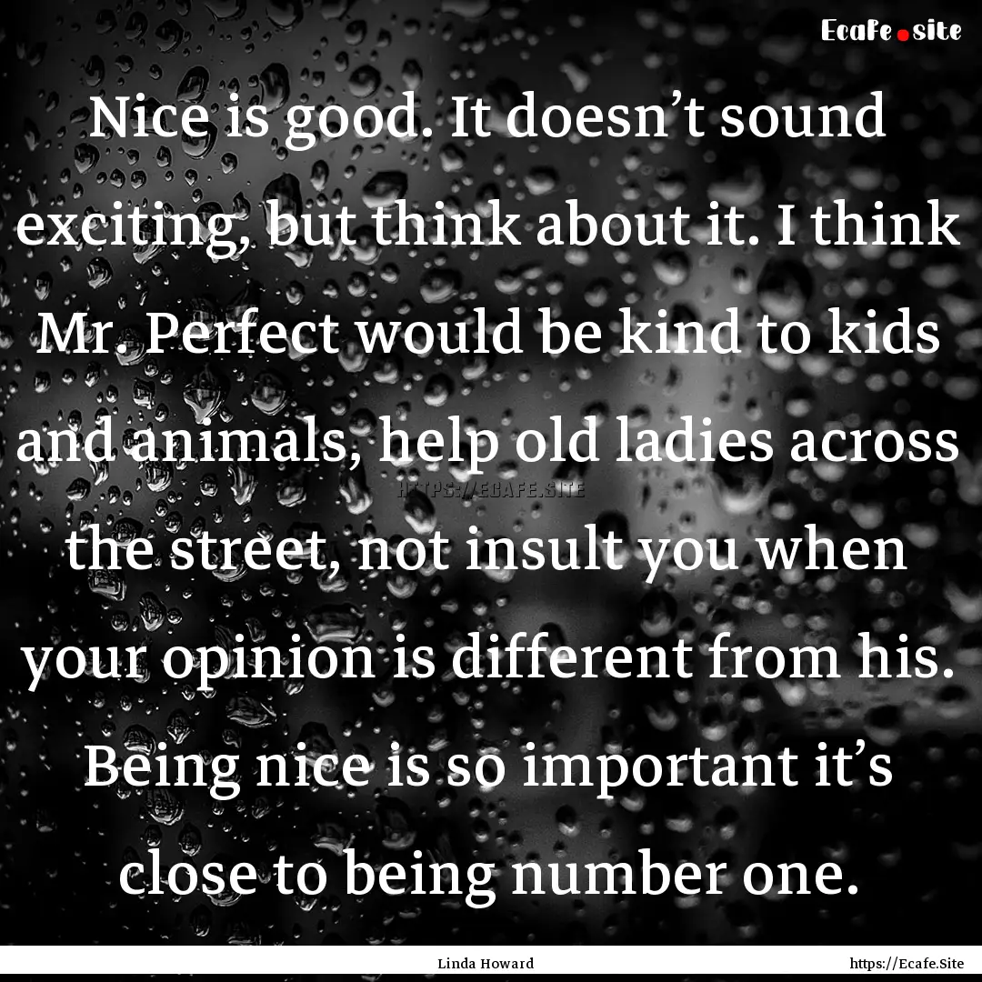 Nice is good. It doesn’t sound exciting,.... : Quote by Linda Howard