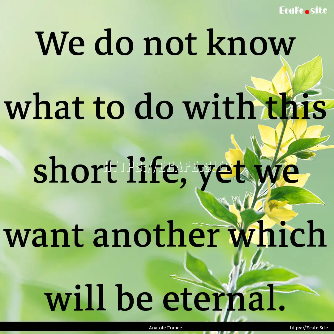 We do not know what to do with this short.... : Quote by Anatole France