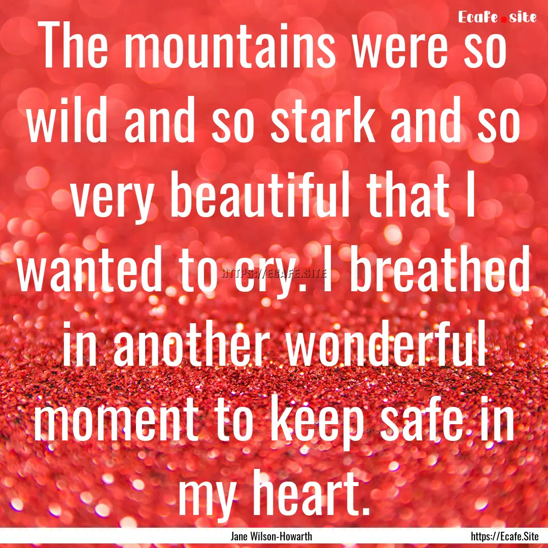 The mountains were so wild and so stark and.... : Quote by Jane Wilson-Howarth