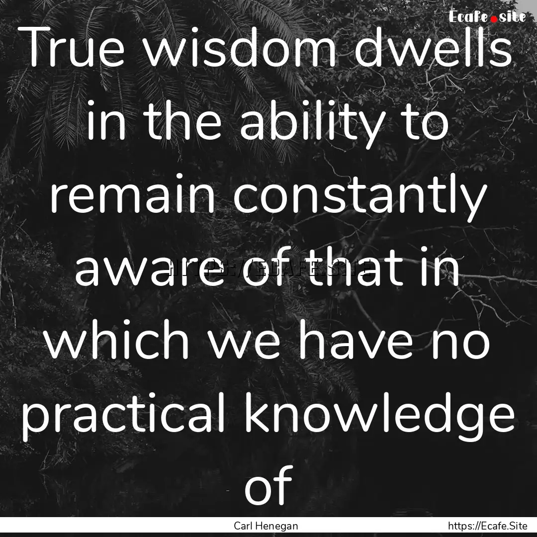 True wisdom dwells in the ability to remain.... : Quote by Carl Henegan