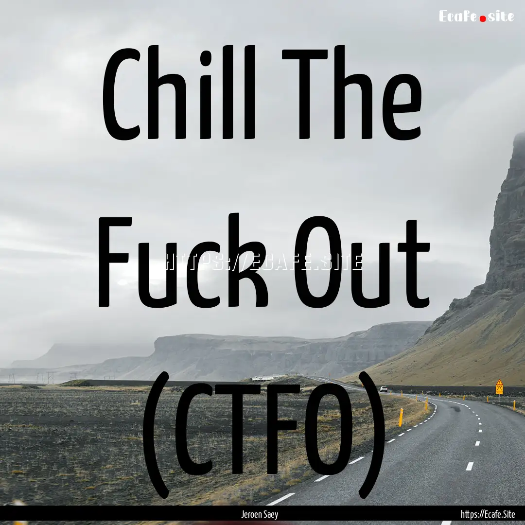 Chill The Fuck Out (CTFO) : Quote by Jeroen Saey