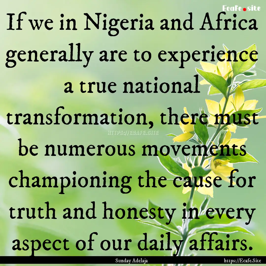 If we in Nigeria and Africa generally are.... : Quote by Sunday Adelaja