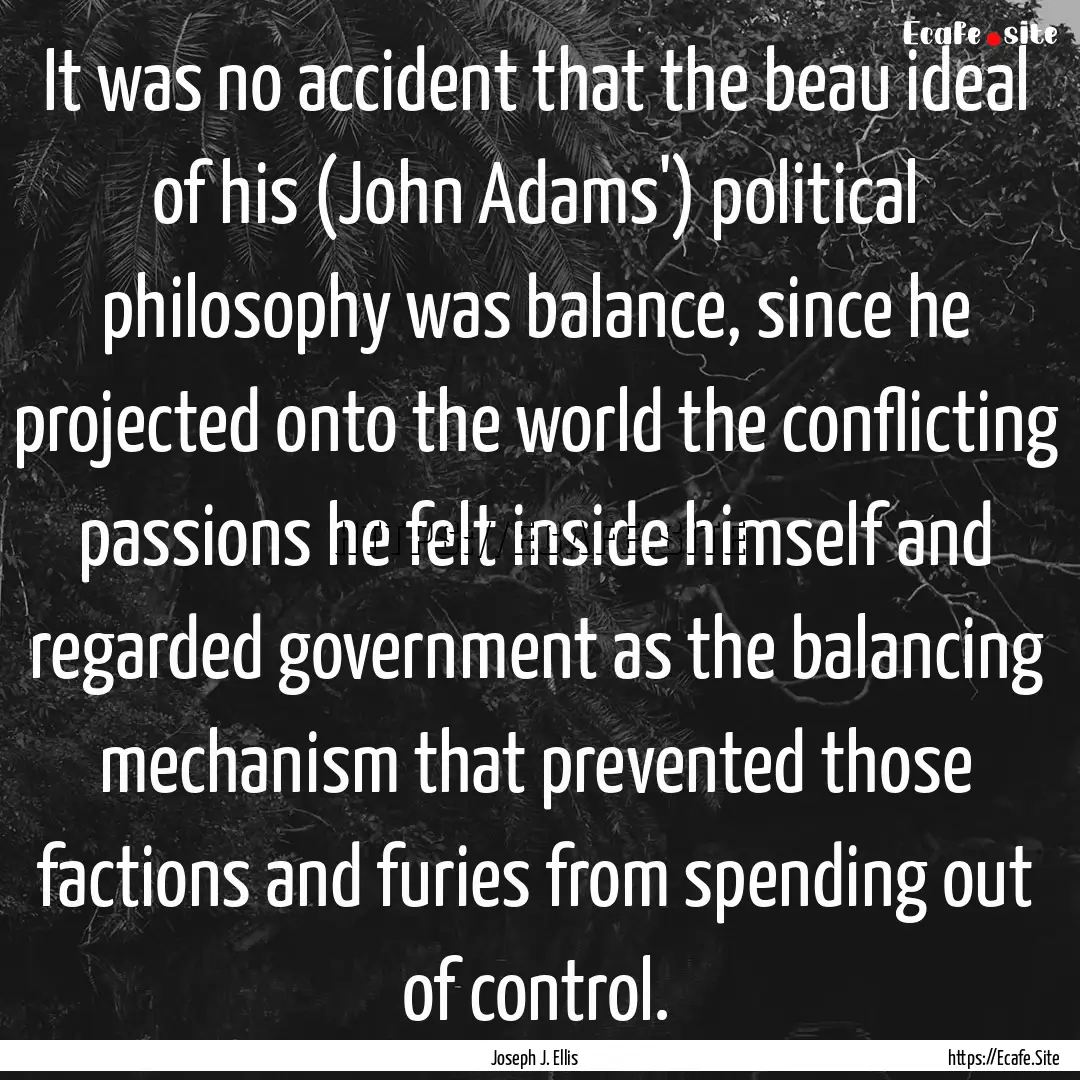 It was no accident that the beau ideal of.... : Quote by Joseph J. Ellis