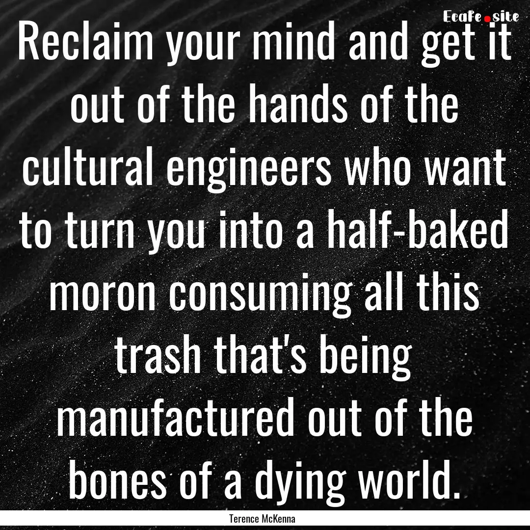 Reclaim your mind and get it out of the hands.... : Quote by Terence McKenna