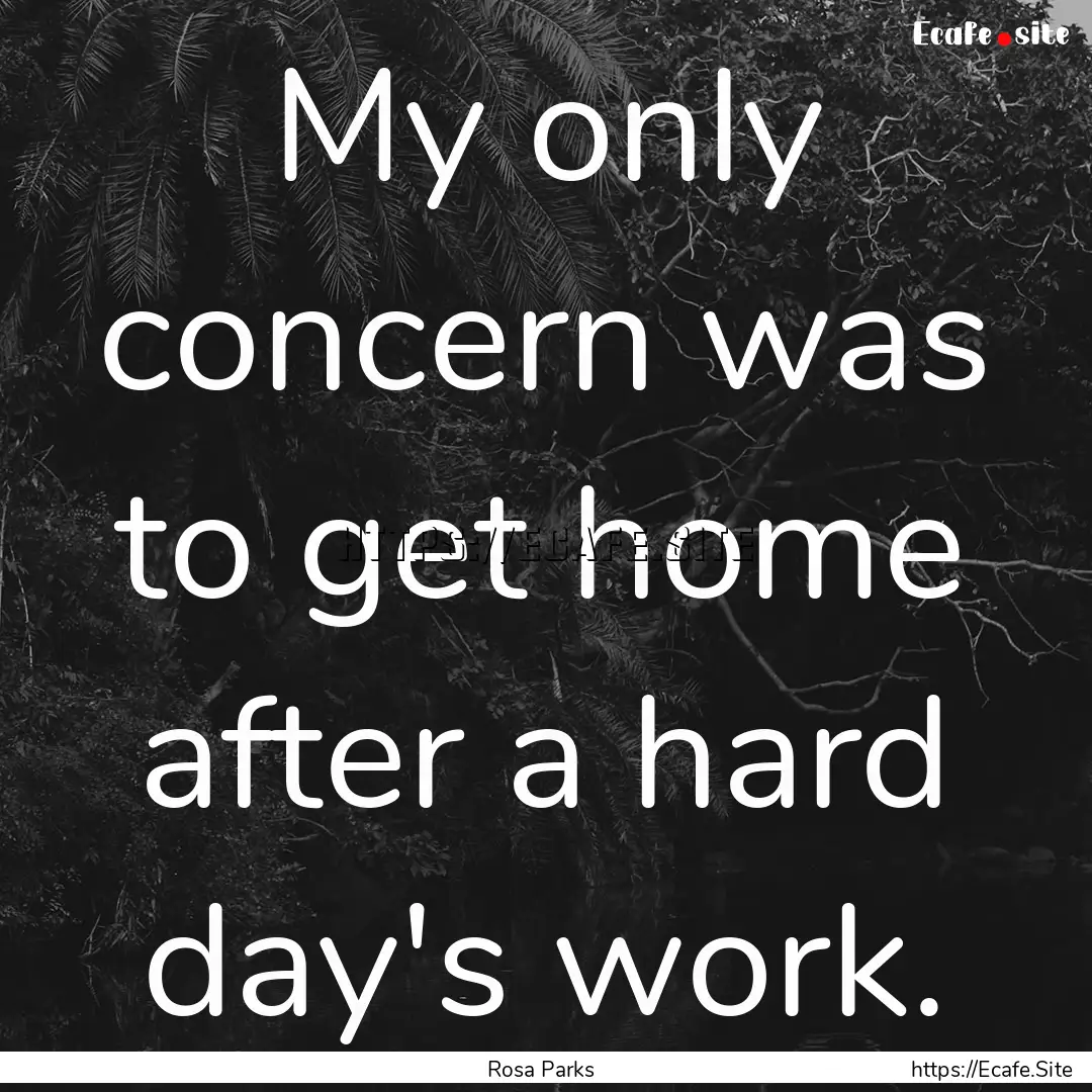 My only concern was to get home after a hard.... : Quote by Rosa Parks