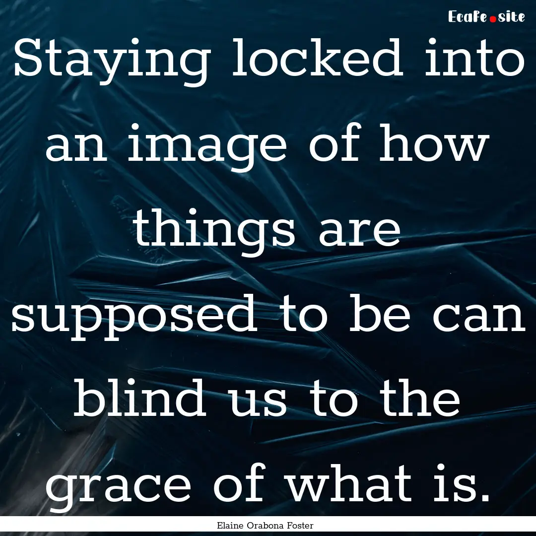 Staying locked into an image of how things.... : Quote by Elaine Orabona Foster