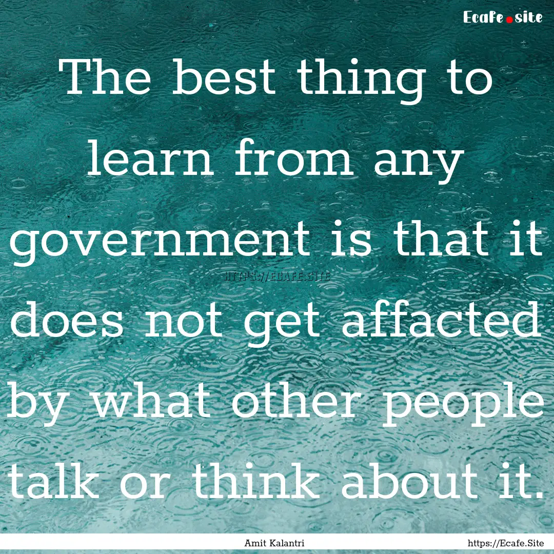 The best thing to learn from any government.... : Quote by Amit Kalantri