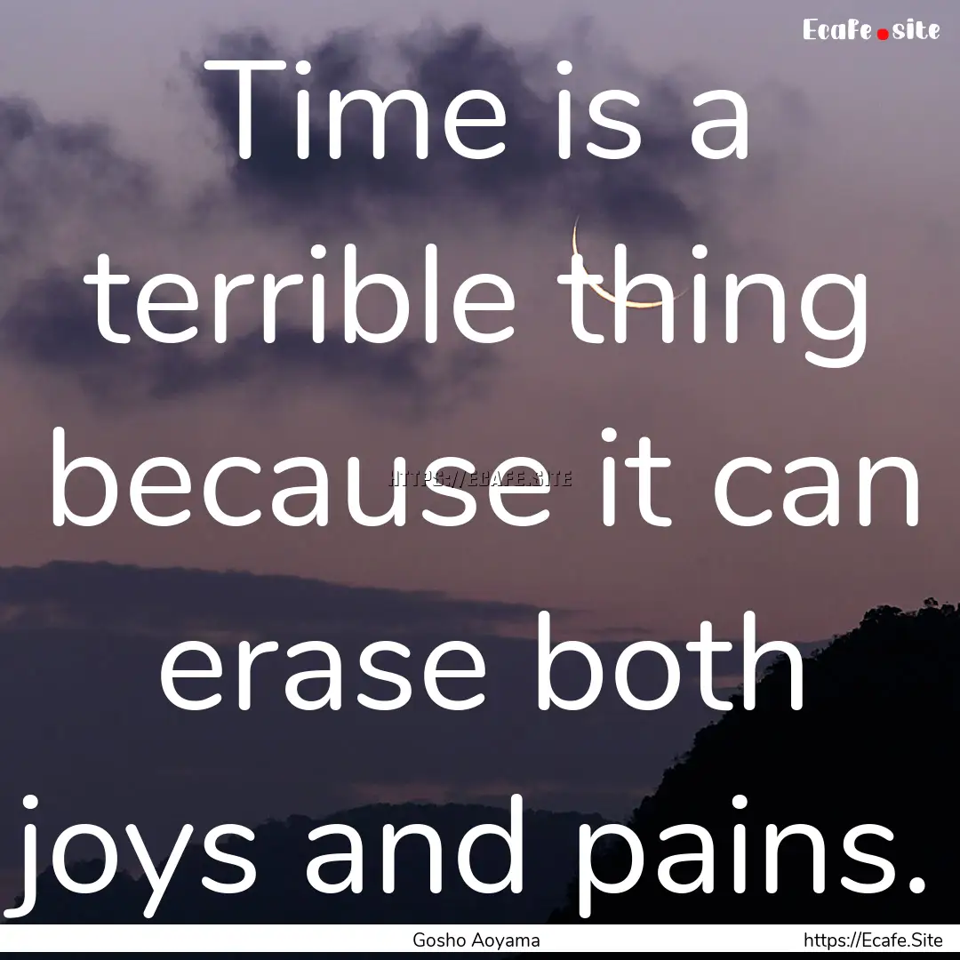 Time is a terrible thing because it can erase.... : Quote by Gosho Aoyama