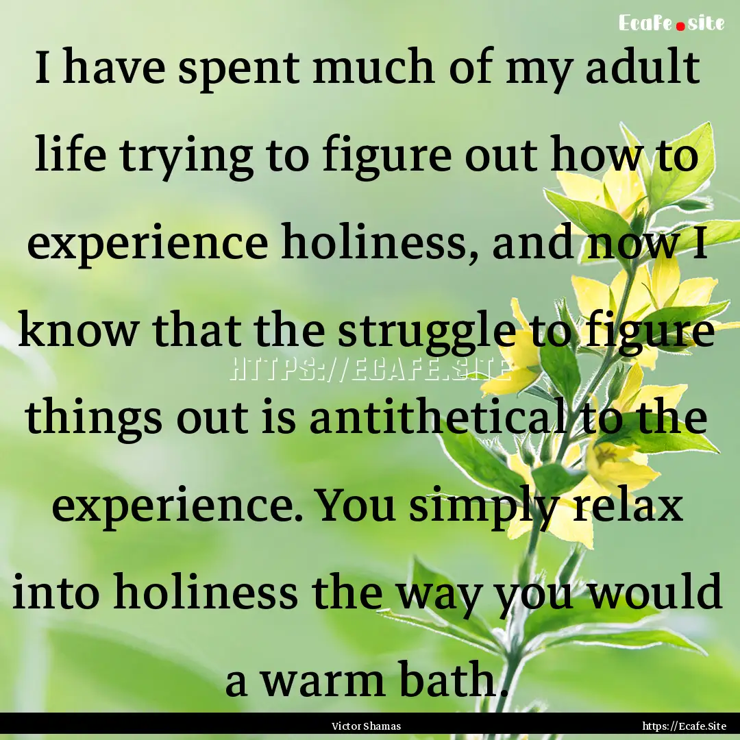 I have spent much of my adult life trying.... : Quote by Victor Shamas