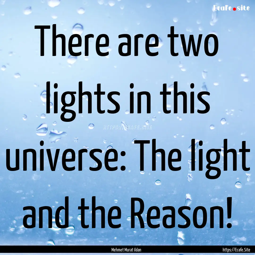 There are two lights in this universe: The.... : Quote by Mehmet Murat ildan