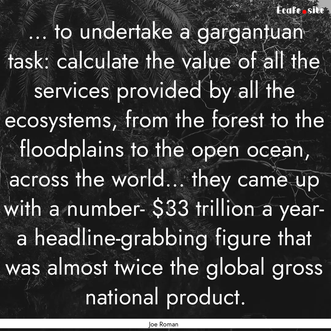 ... to undertake a gargantuan task: calculate.... : Quote by Joe Roman