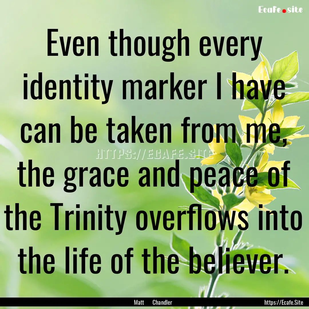 Even though every identity marker I have.... : Quote by Matt Chandler