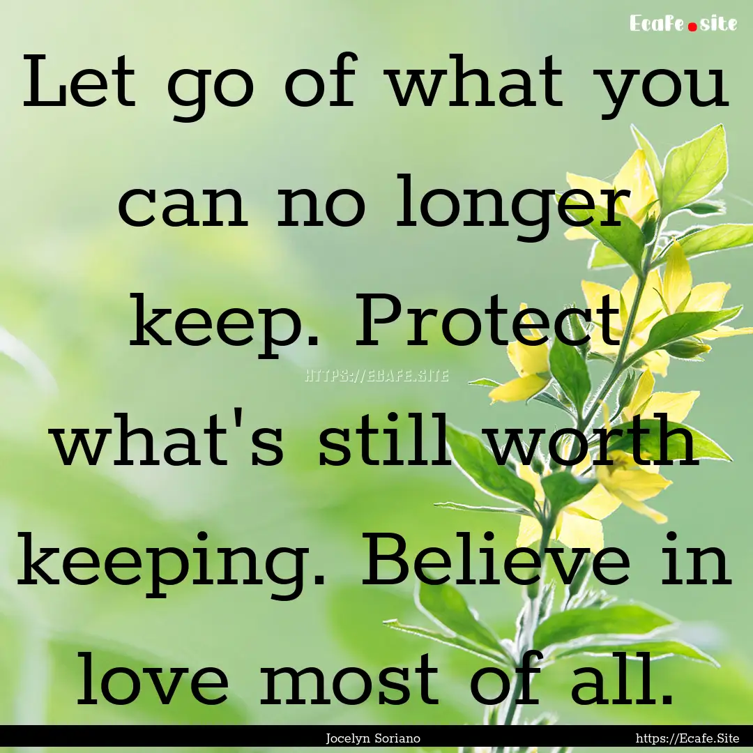 Let go of what you can no longer keep. Protect.... : Quote by Jocelyn Soriano