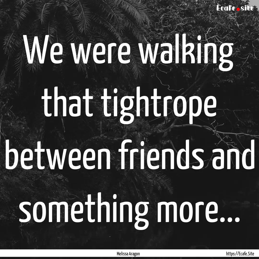 We were walking that tightrope between friends.... : Quote by Melissa Aragon