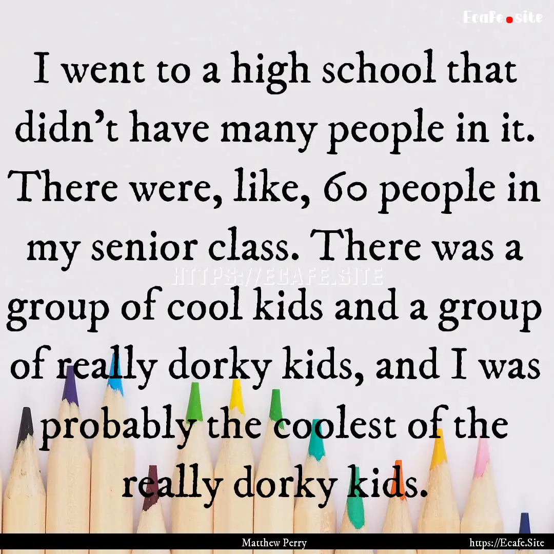 I went to a high school that didn't have.... : Quote by Matthew Perry