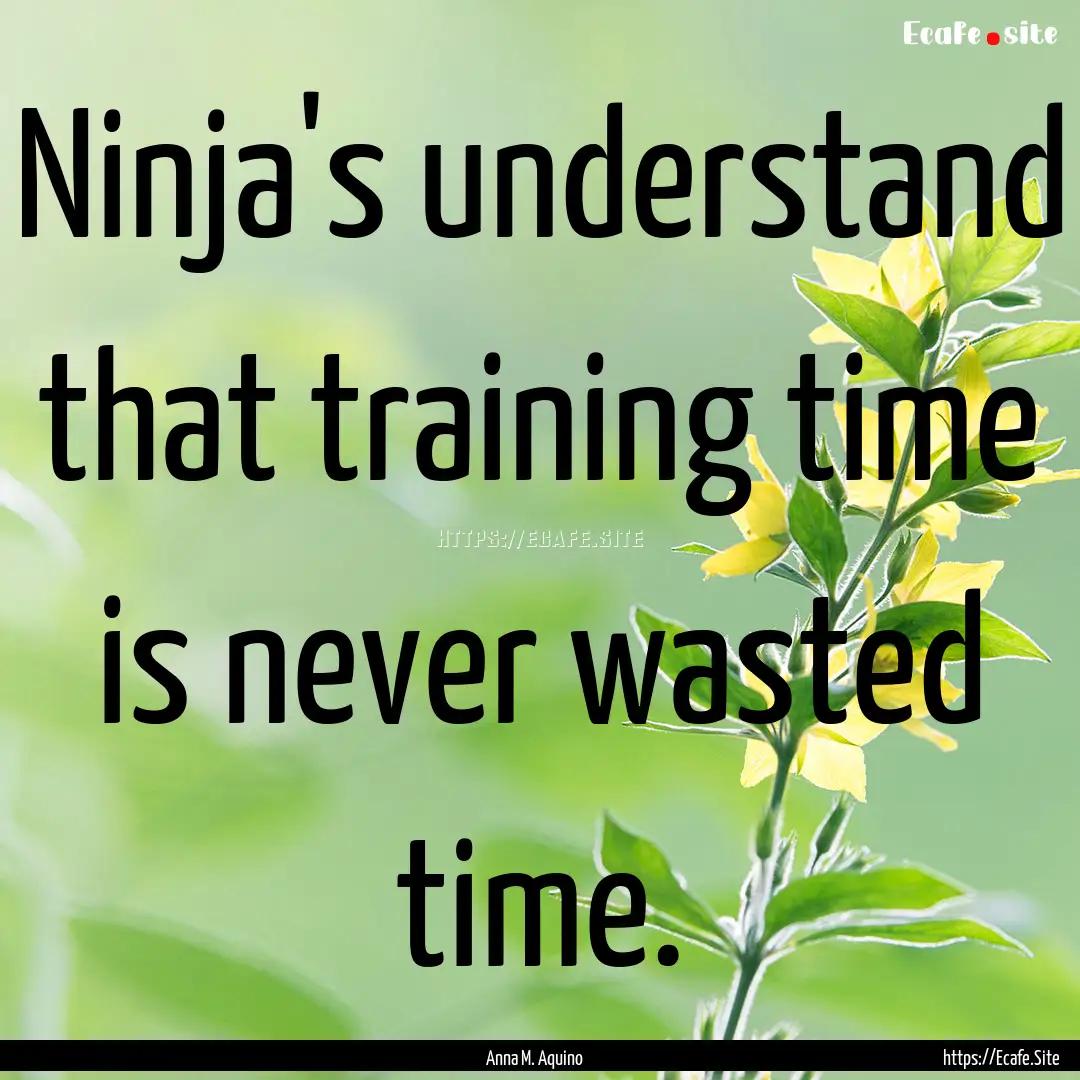 Ninja's understand that training time is.... : Quote by Anna M. Aquino