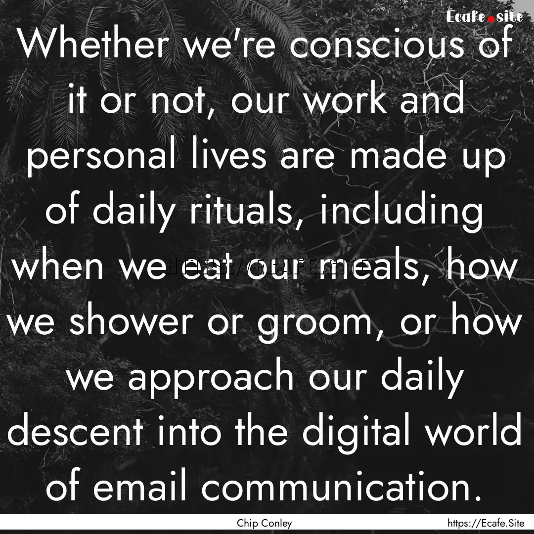 Whether we're conscious of it or not, our.... : Quote by Chip Conley