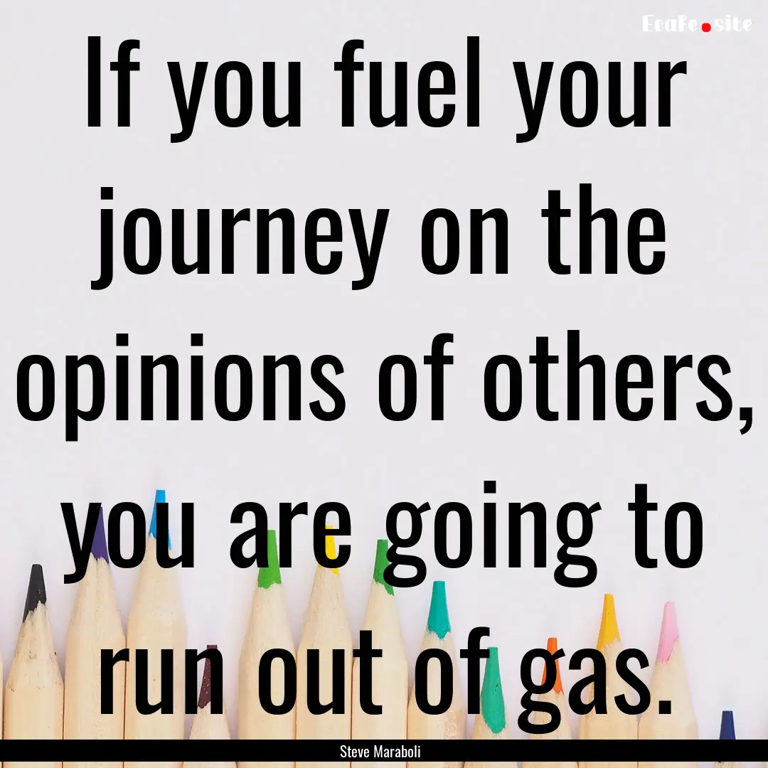 If you fuel your journey on the opinions.... : Quote by Steve Maraboli