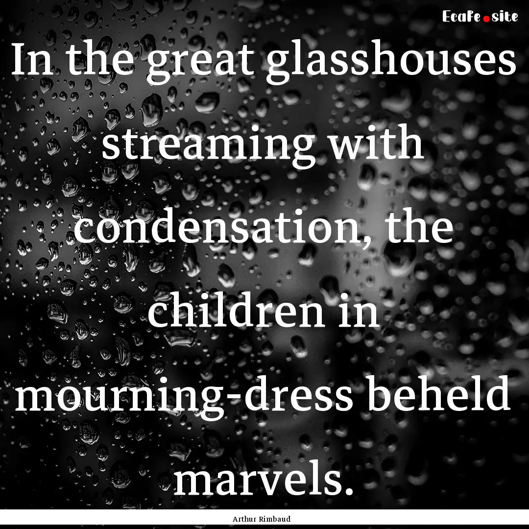 In the great glasshouses streaming with condensation,.... : Quote by Arthur Rimbaud