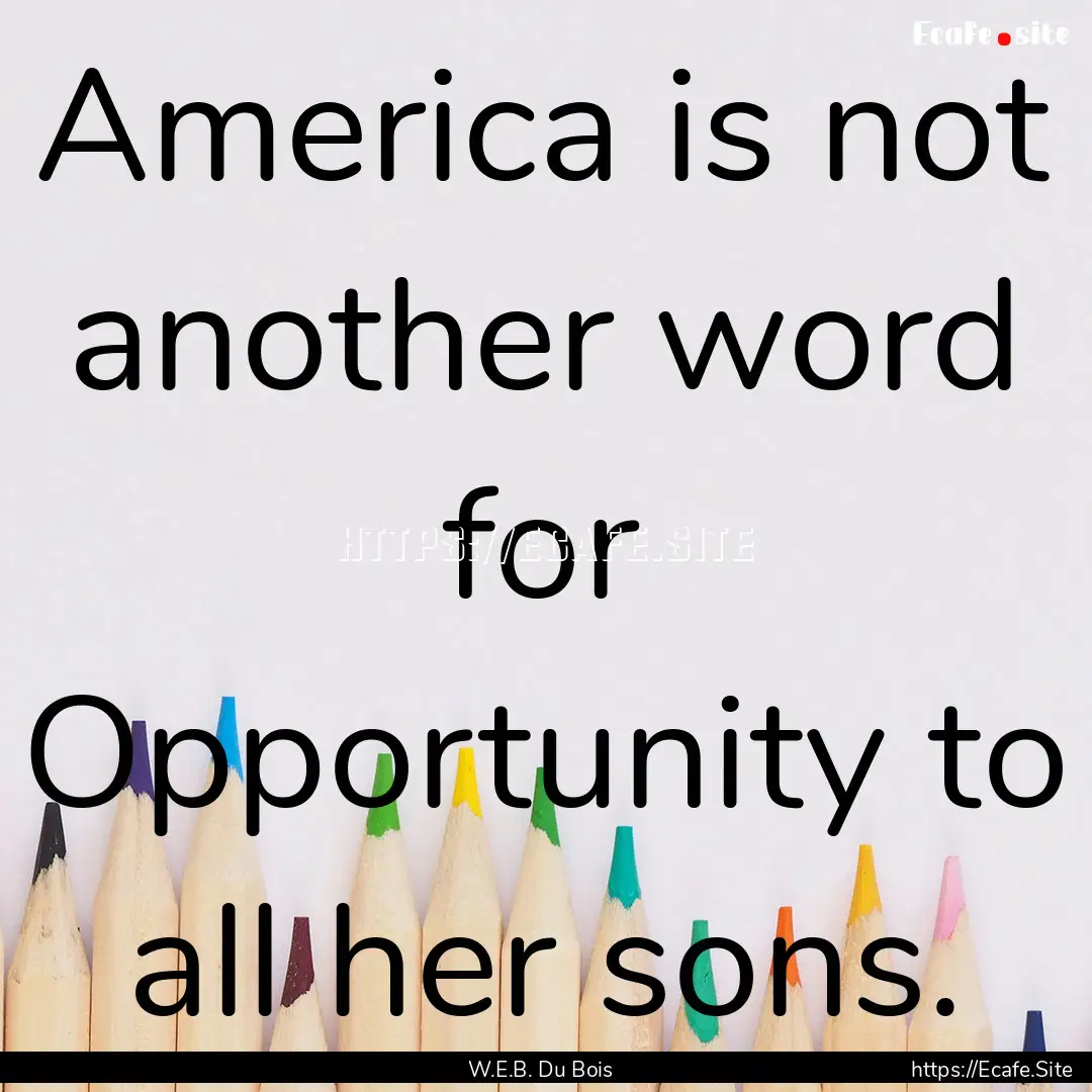 America is not another word for Opportunity.... : Quote by W.E.B. Du Bois