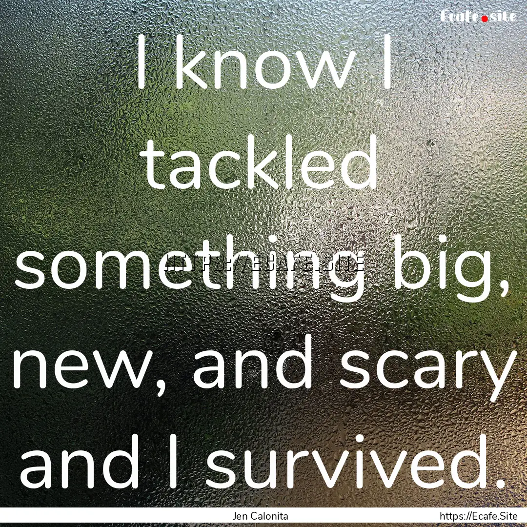 I know I tackled something big, new, and.... : Quote by Jen Calonita