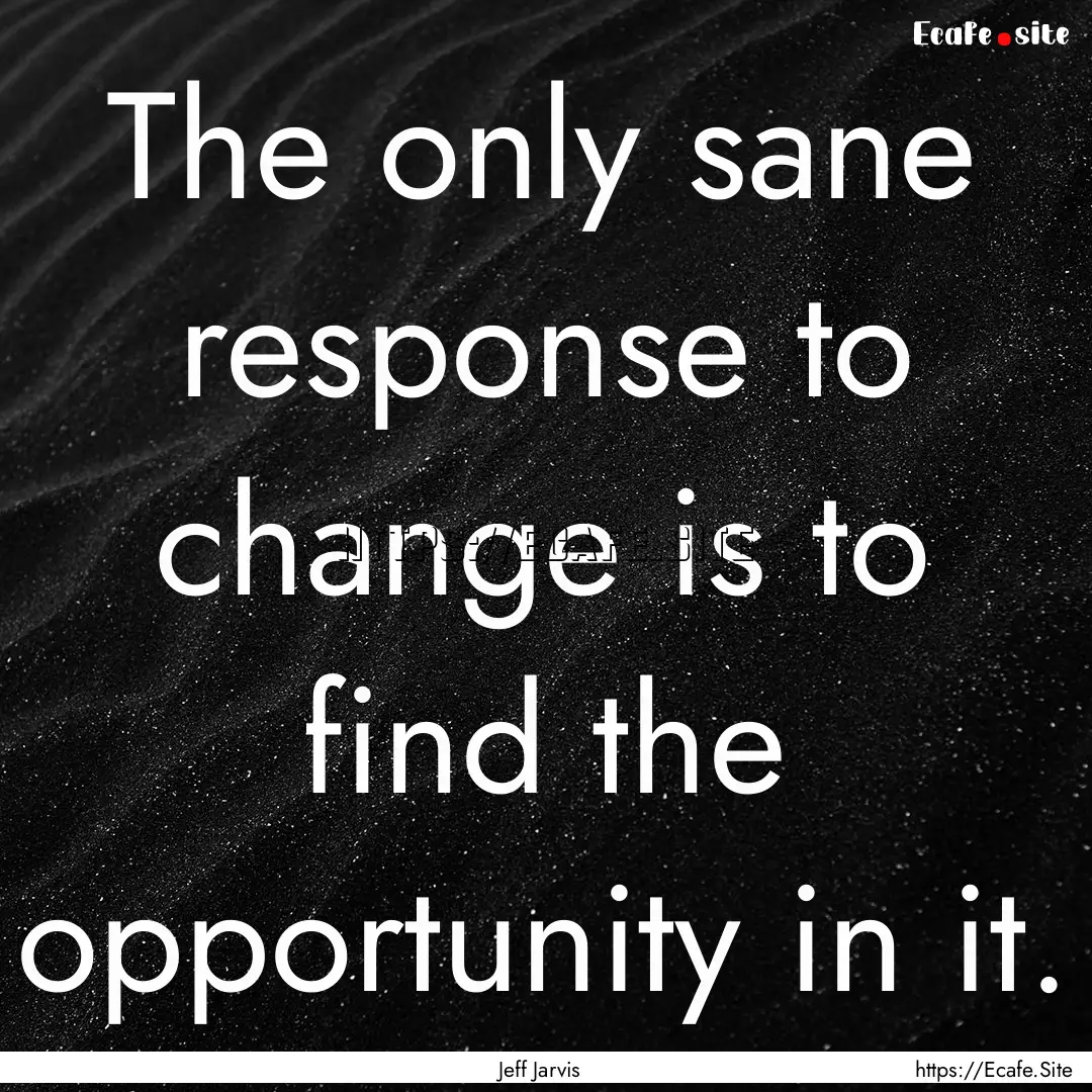 The only sane response to change is to find.... : Quote by Jeff Jarvis