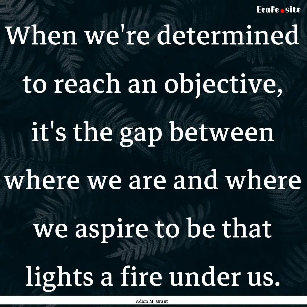 When we're determined to reach an objective,.... : Quote by Adam M. Grant