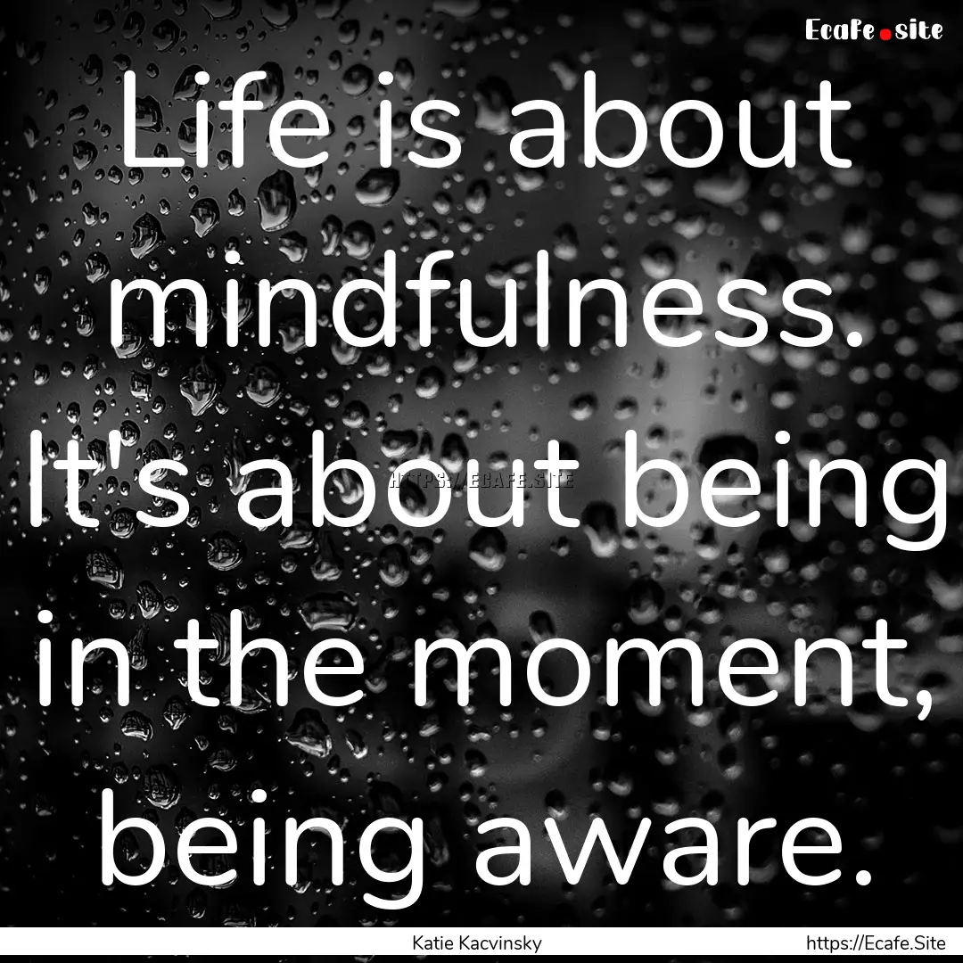 Life is about mindfulness. It's about being.... : Quote by Katie Kacvinsky