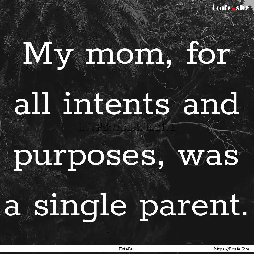 My mom, for all intents and purposes, was.... : Quote by Estelle