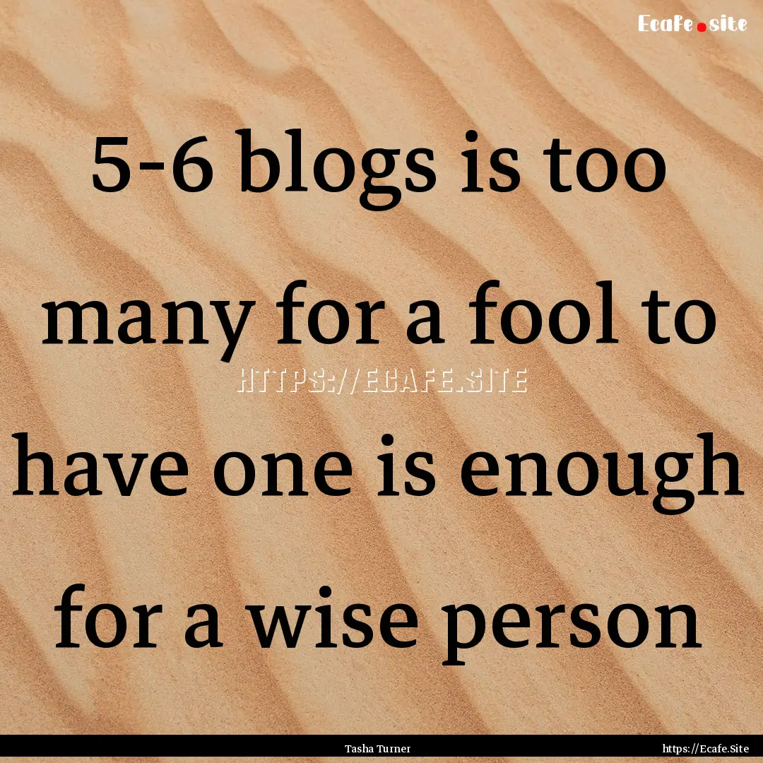 5-6 blogs is too many for a fool to have.... : Quote by Tasha Turner