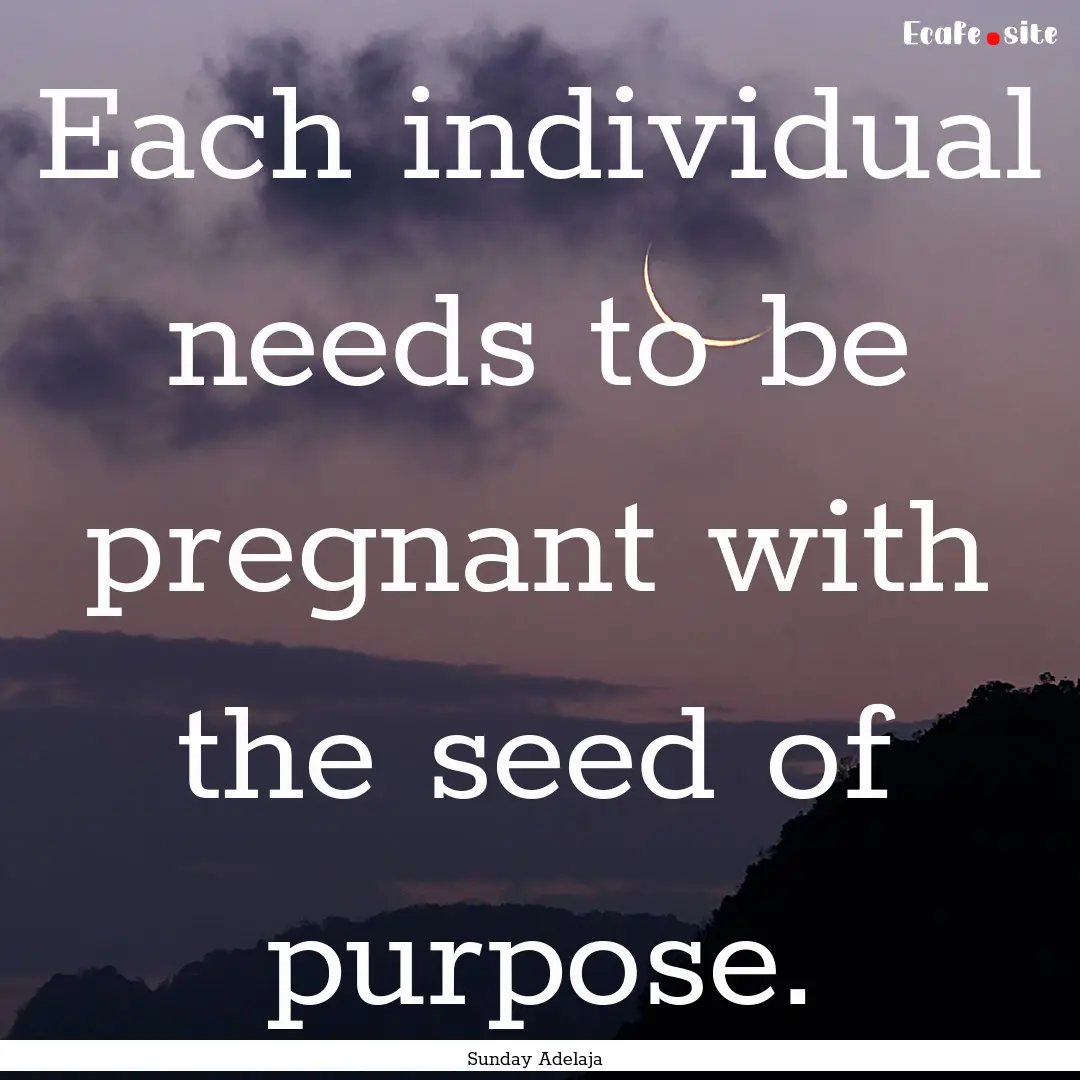 Each individual needs to be pregnant with.... : Quote by Sunday Adelaja