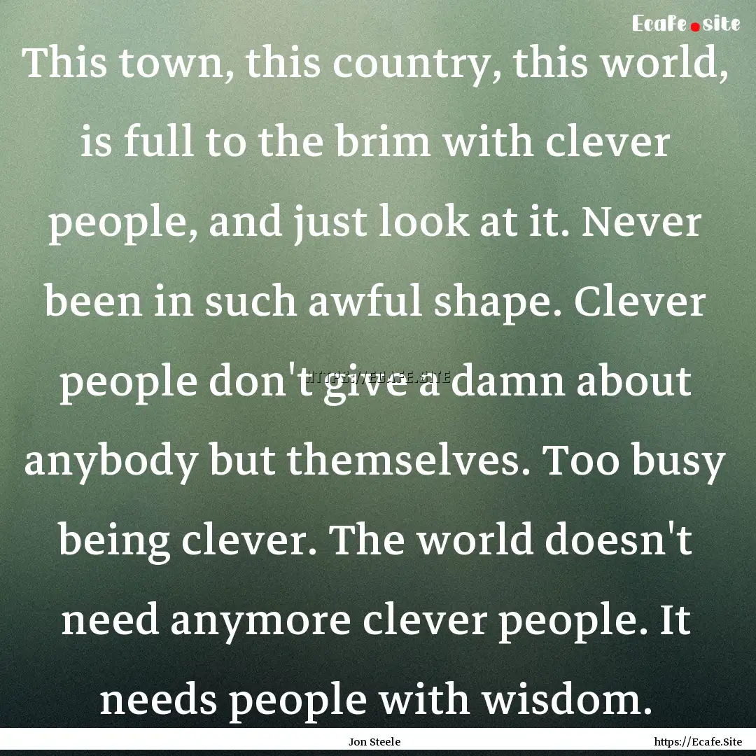 This town, this country, this world, is full.... : Quote by Jon Steele