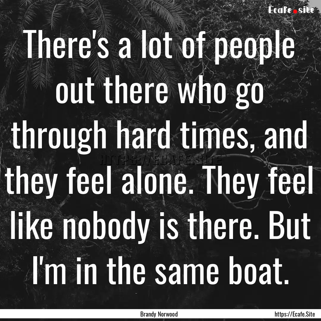 There's a lot of people out there who go.... : Quote by Brandy Norwood