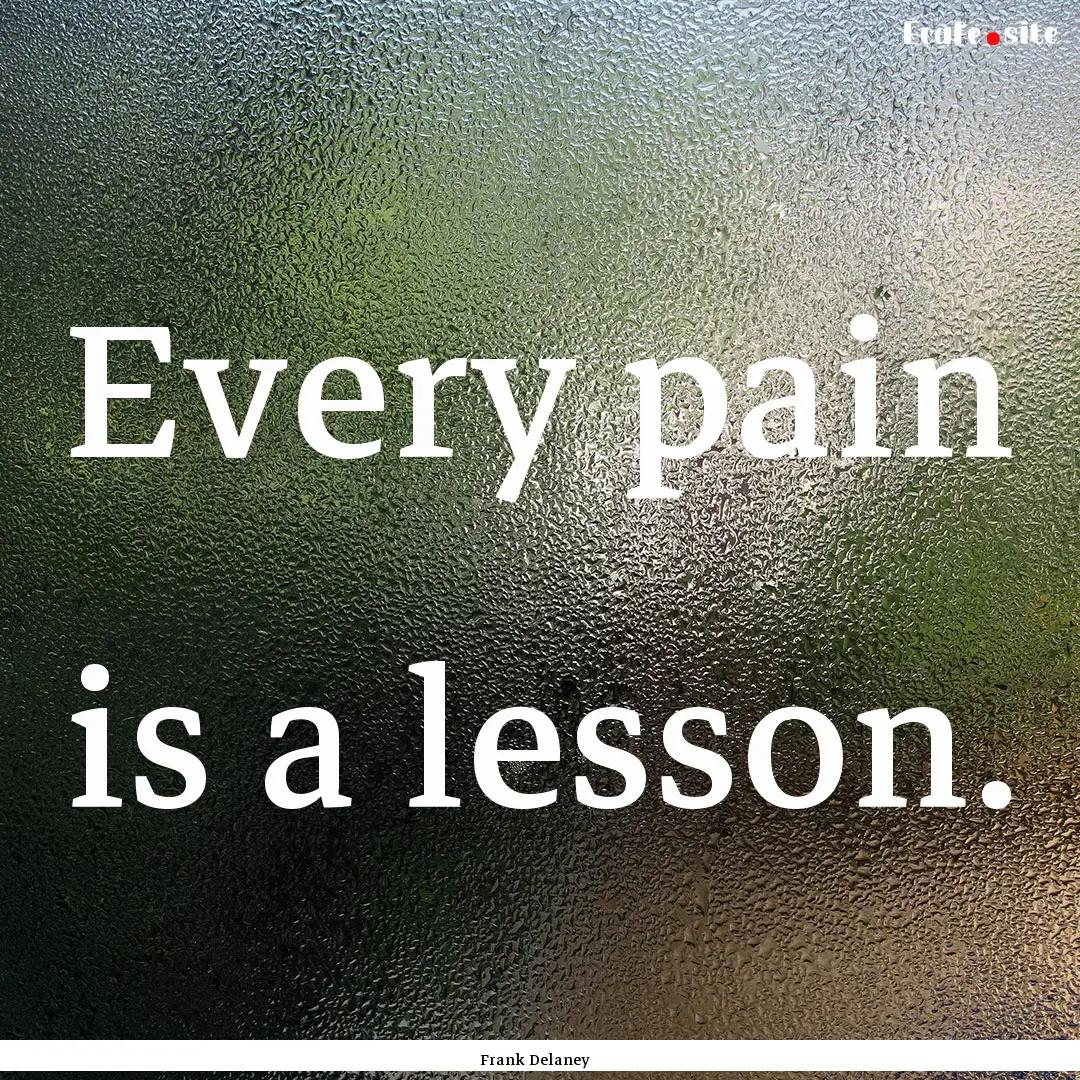 Every pain is a lesson. : Quote by Frank Delaney