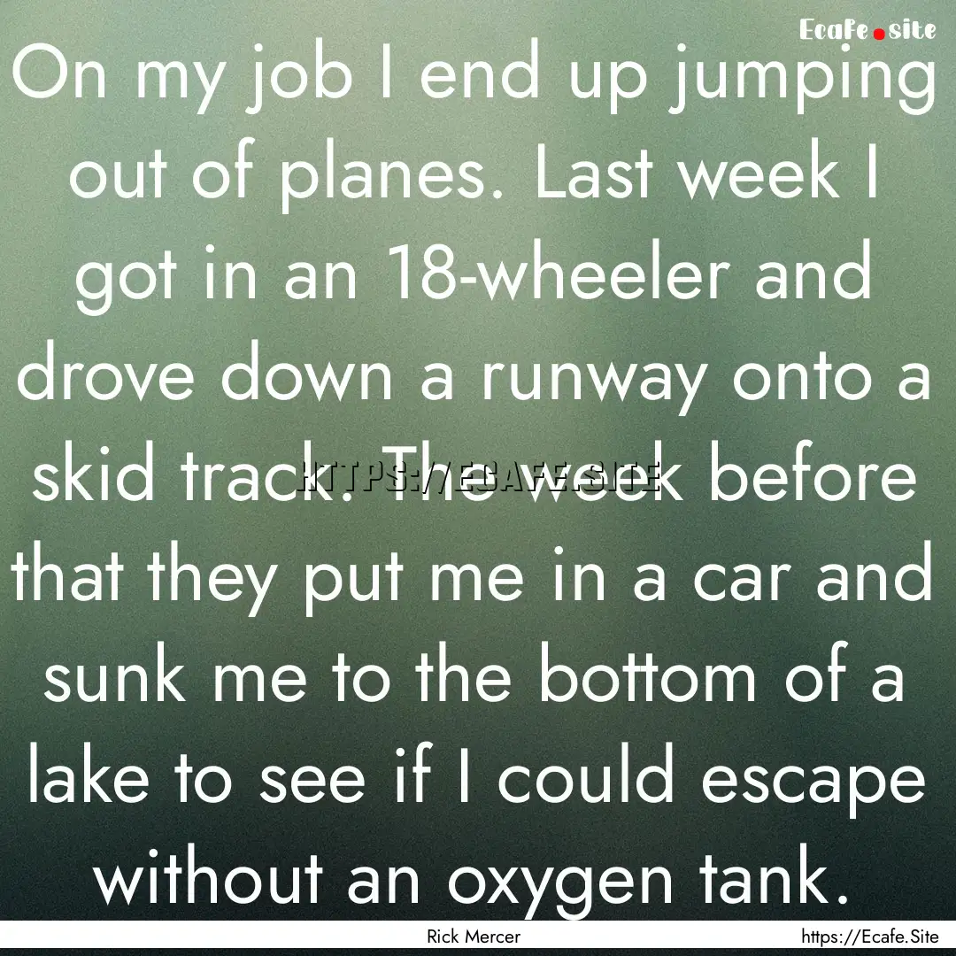 On my job I end up jumping out of planes..... : Quote by Rick Mercer