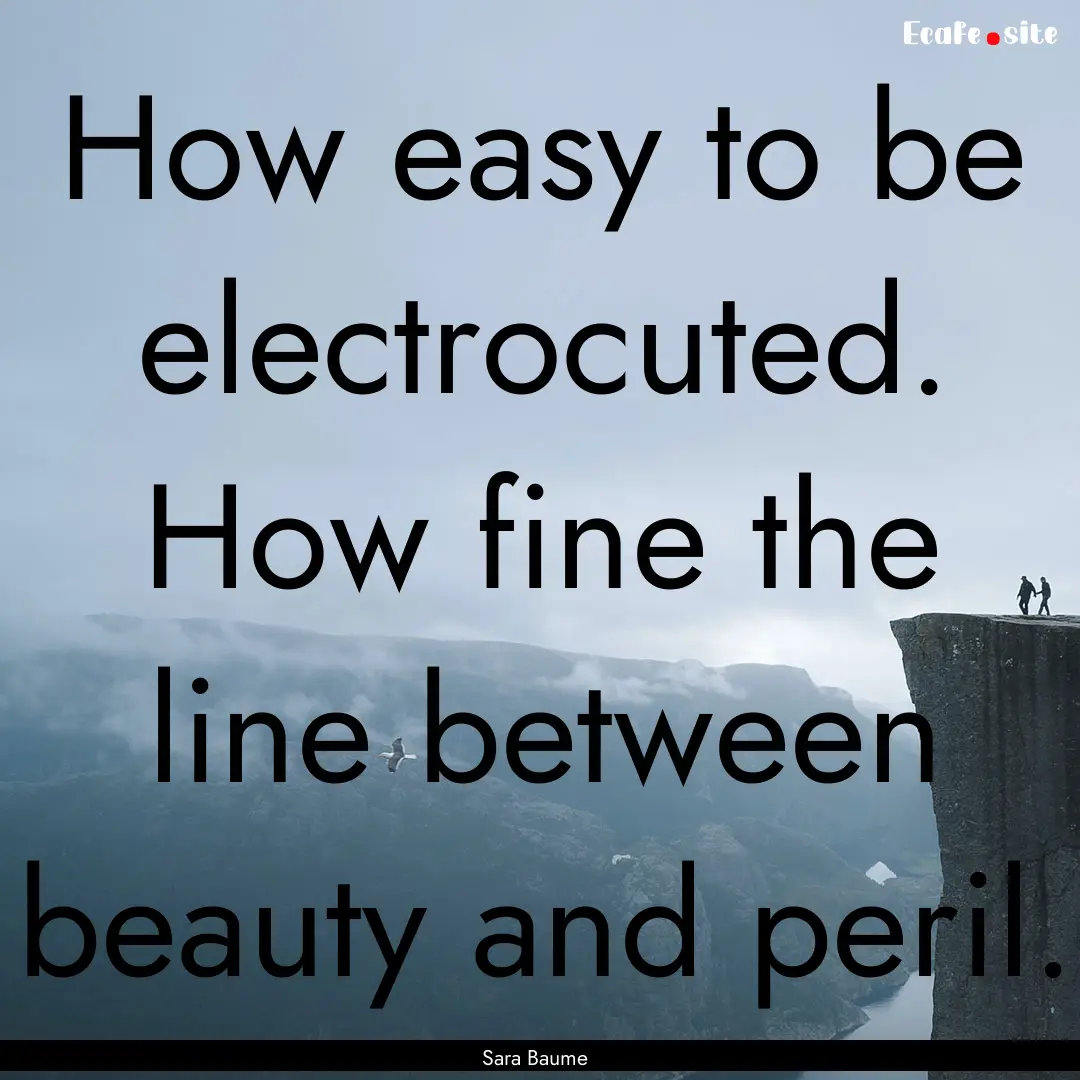 How easy to be electrocuted. How fine the.... : Quote by Sara Baume