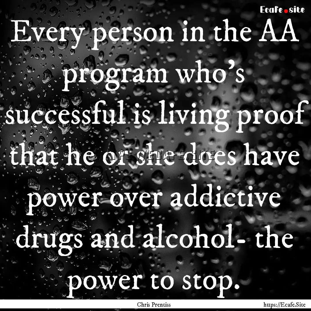 Every person in the AA program who's successful.... : Quote by Chris Prentiss