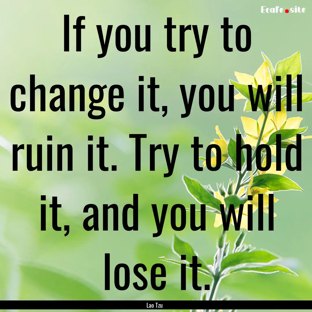 If you try to change it, you will ruin it..... : Quote by Lao Tzu