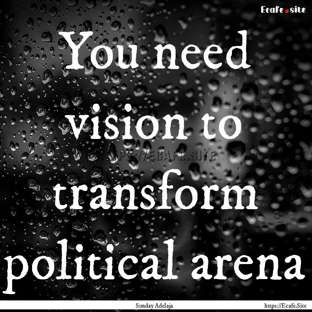 You need vision to transform political arena.... : Quote by Sunday Adelaja