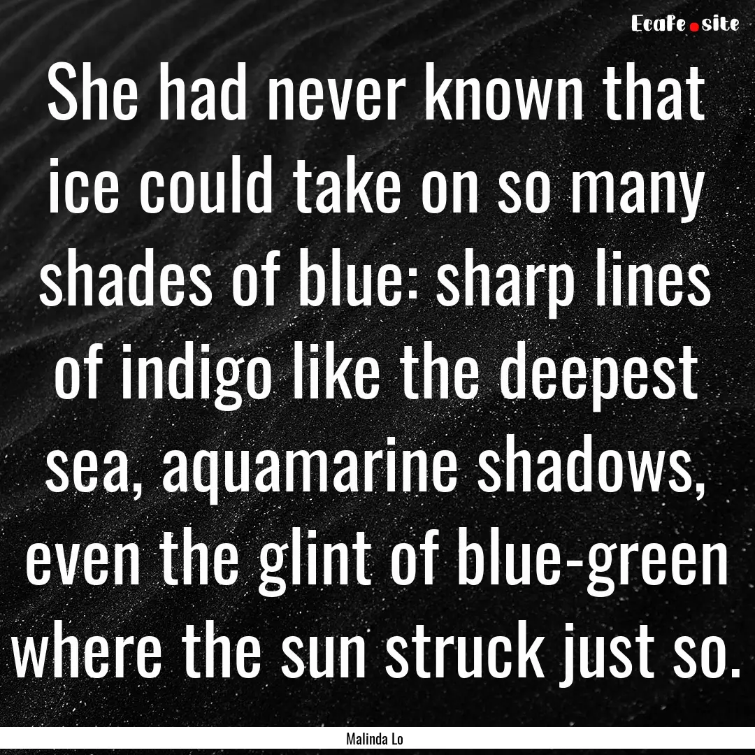 She had never known that ice could take on.... : Quote by Malinda Lo