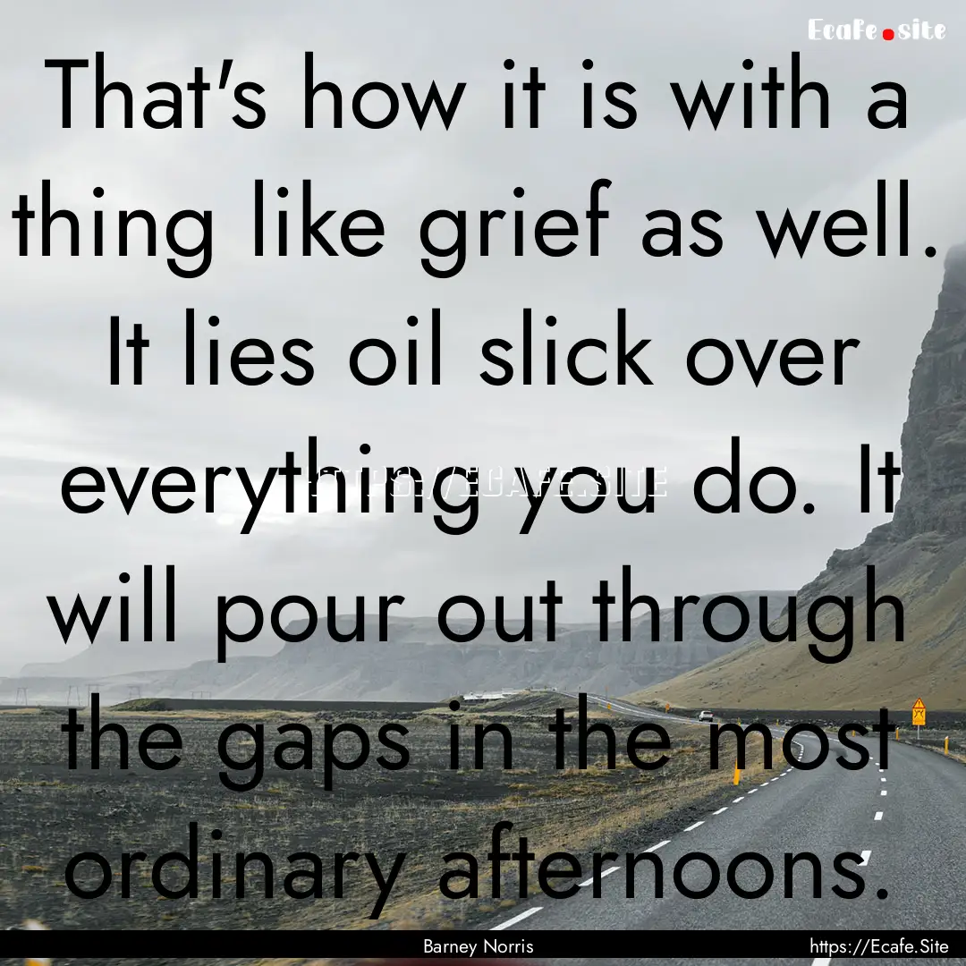 That's how it is with a thing like grief.... : Quote by Barney Norris