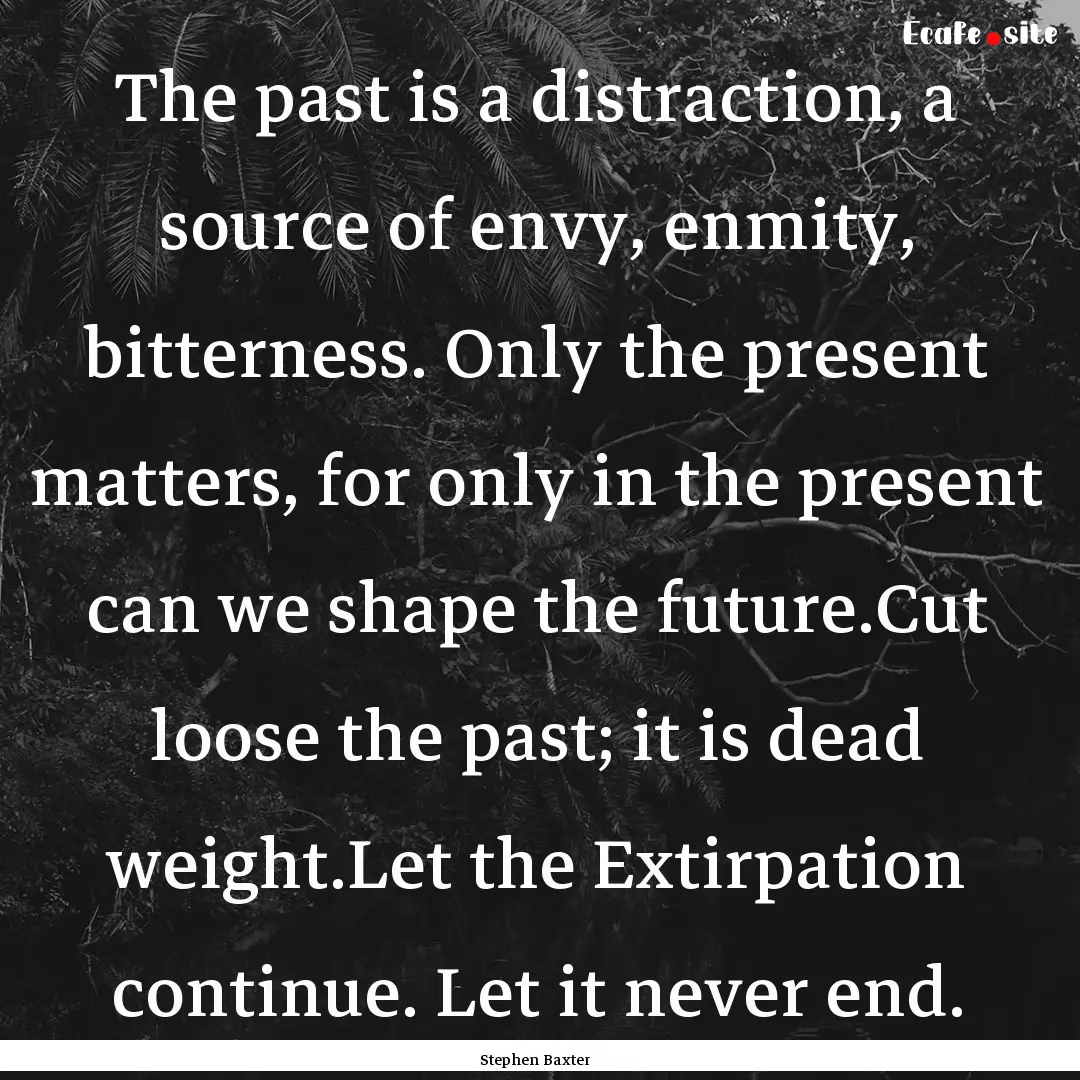 The past is a distraction, a source of envy,.... : Quote by Stephen Baxter